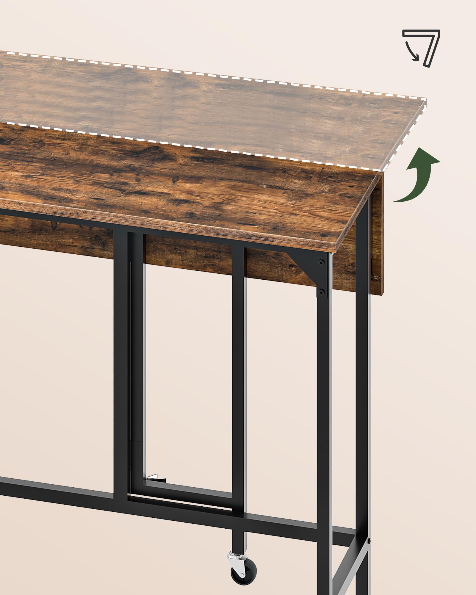 CHOEZON Juego de Mesa de Bar y 2 Taburetes, Mesa Alta Plegable de 100 cm, Estilo Industrial, para Comedor, Salón o Bar, Marrón Rústico y Negro DTBT02BF