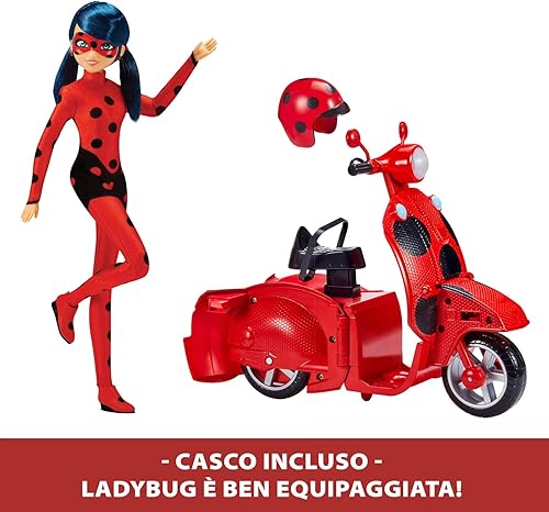 Vista 4 de BANDAI Miraculous Ladybug Switch N Go Scooter y Fashion Doll Playset Accesorios de transmisión de 10.2 in Milagroso: Tales of Cat Noir Toys