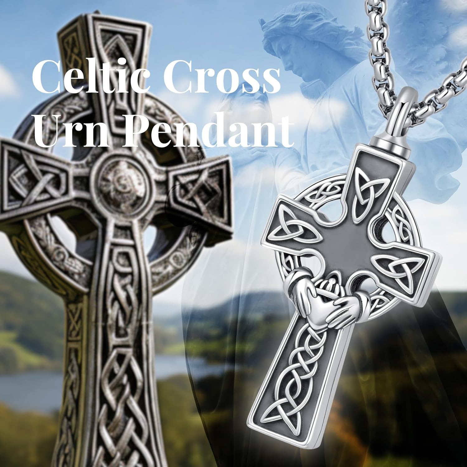 Cremation Jewelry 925 Sterling Silver Urn Necklace for Ashes for Women Men Memorial Pendant for Human Ashes Keepsake Put in Ashes of Loved Ones Cat Pet