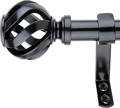 Decopolitan Cage 1" Curtain Rod Set, 18 to 36 Inches, Black
