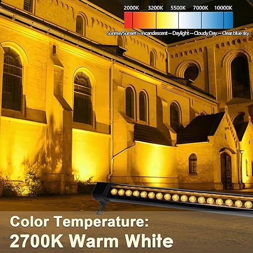 Miniatura 7 de nanzgecc Luz de lavado de pared, 18 W, 2 pies, luz blanca cálida de 2700 K, luz de barra impermeable IP67, barra de luz LED de 120 V para tu jardín,