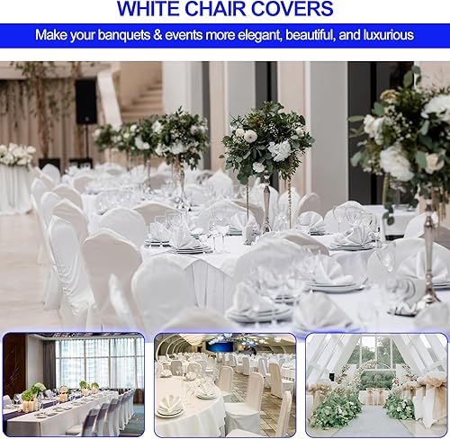 Miniatura 7 de EMART 50 fundas de elastano para silla, fundas de asiento blancas para fiestas, bodas, banquetes, comedores, salas de estar, fundas elásticas