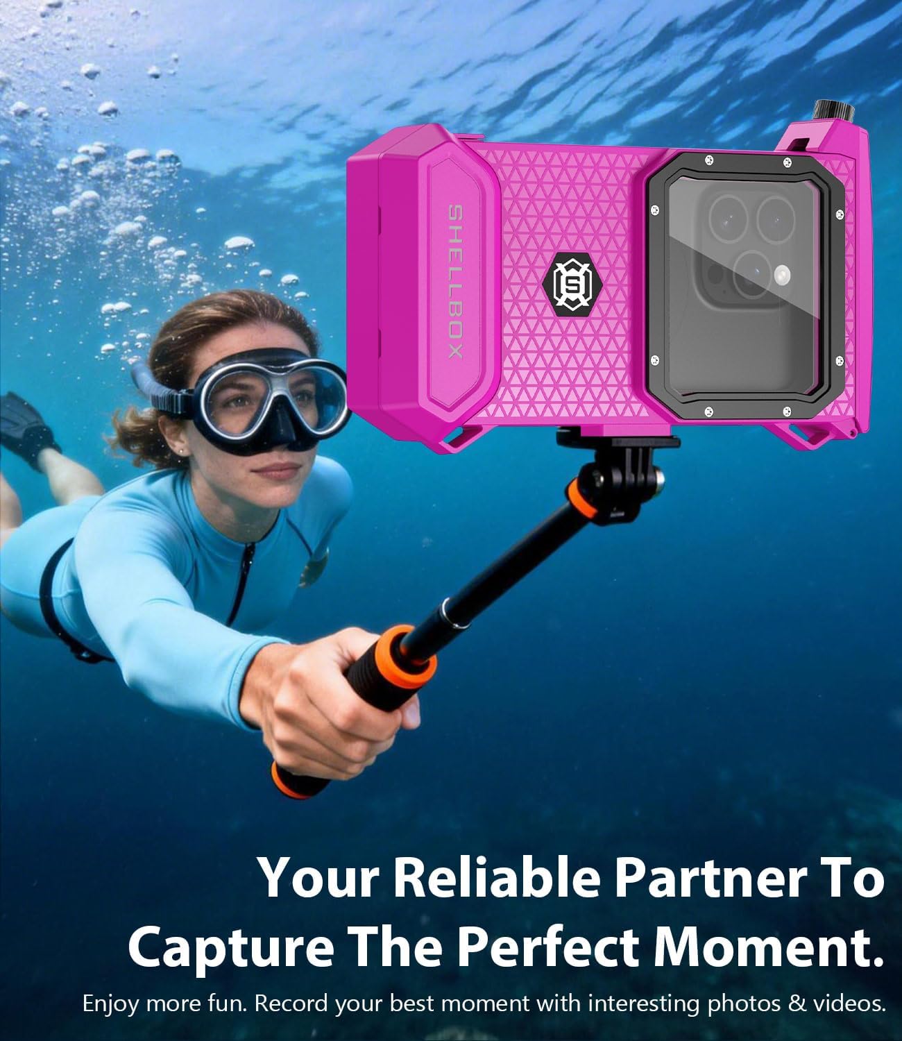 Underwater Phone Case for Snorkeling - Waterproof Touchscreen Diving Housing, Universal Underwater Phone Case for iPhone 16/15/14/13 Pro Max Samsung Galaxy S26/S25/S24 Ultra Up to 6.9'' (Hot Pink)