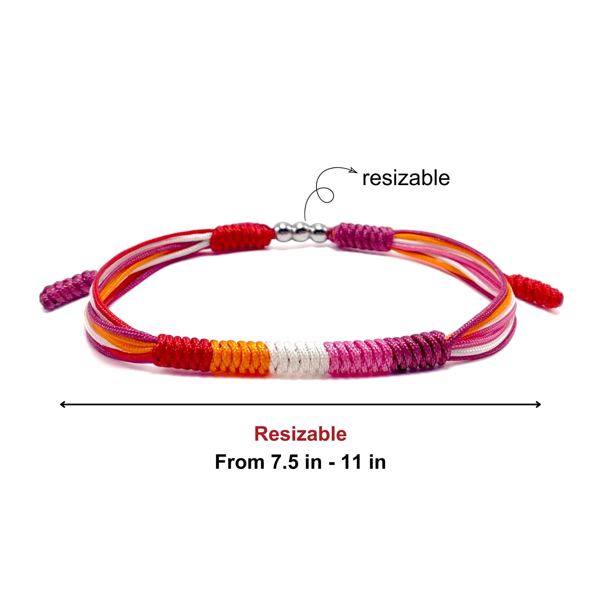 LAMIBEE LGBTQIA Pride, Bisexual, Pansexuality, Asexual, Lesbian, MLM Progress Flag Code Bracelet, Boho Style Rope Women Men Thread for Him Her, Pride Month