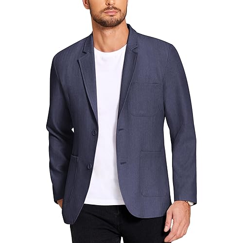 COOFANDY Men's Casual Blazer Jacket Regular Fit Lightweight Two Button Herringbone Sport Coat
