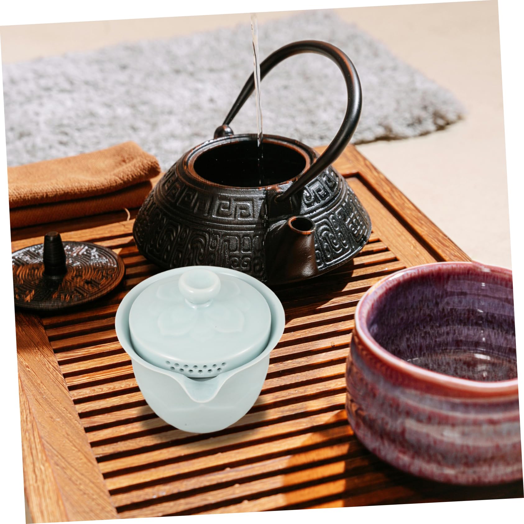 Cabilock 1 Set Portable Ceramic Tea Set Teaware with Teacups Elegant Home Teacup Set for Tearoom Outdoor Office Use Stylish Design for Authentic Tea Enjoyment