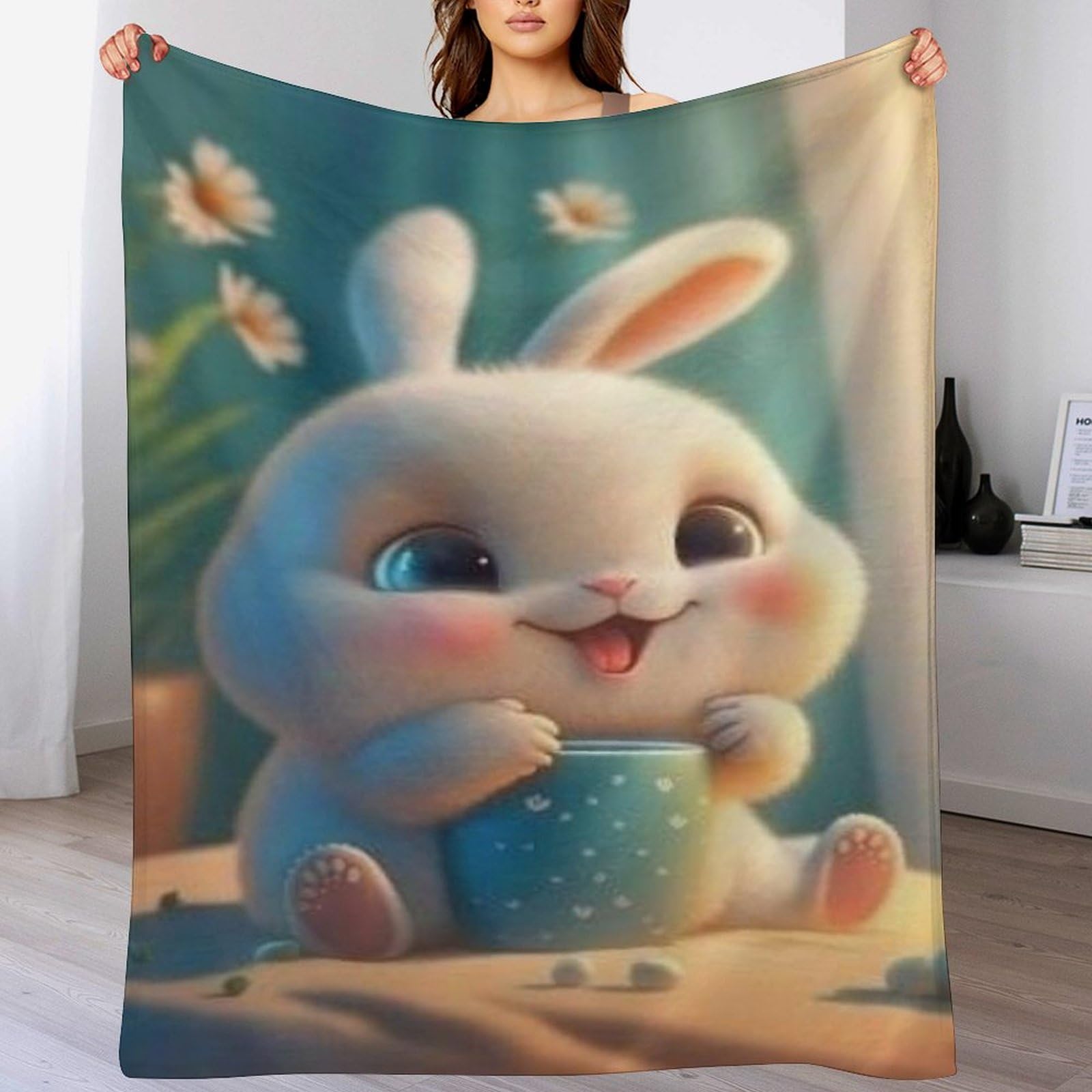 Plaid canapé polaire lapin fini les frissons nocturnes avec ce tapis doux
