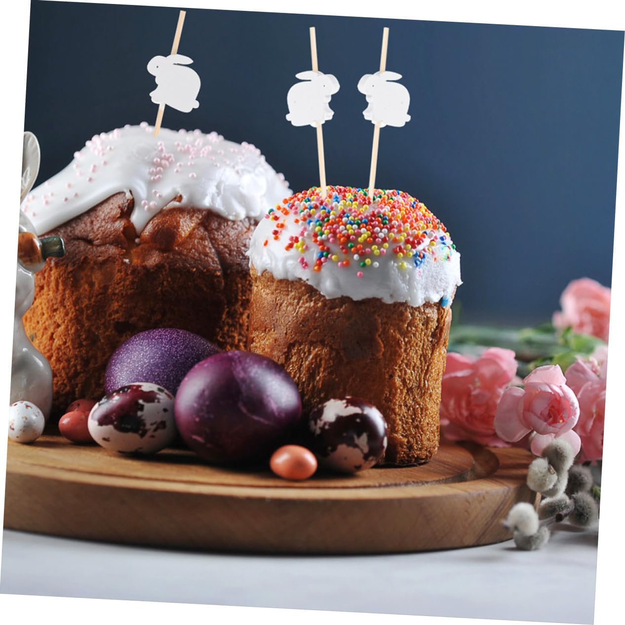 Luxshiny 1000pcs Bunny Cocktail Picks Cute Food Sticks for Appetizers Fruit and Sandwiches for Cake Decoration and Easter Celebrations