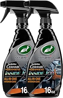 Turtle Wax Hybrid Solutions Inside Job, All Purpose Ceramic Interior Car Cleaner and Protectant, Cleans, Deodorizes and Protects Leather Car Seats, Vinyl, Rubber, and Plastic, 16 fl oz (Pack of 2)