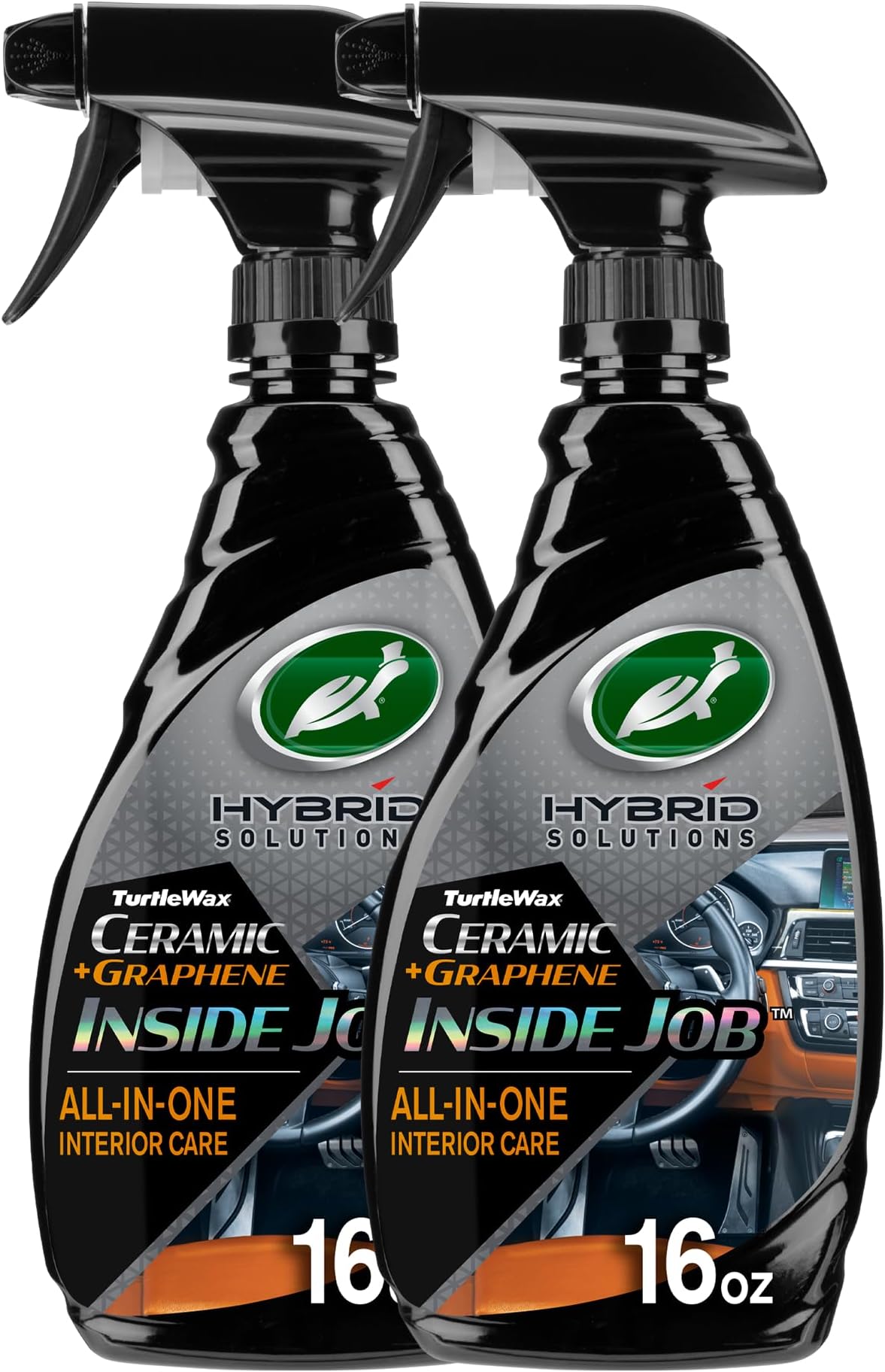 Hybrid Solutions Inside Job, All Purpose Ceramic Interior Car Cleaner and Protectant, Cleans, Deodorizes and Protects Leather Car Seats, Vinyl, Rubber, and Plastic, 16 fl oz (Pack of 2)