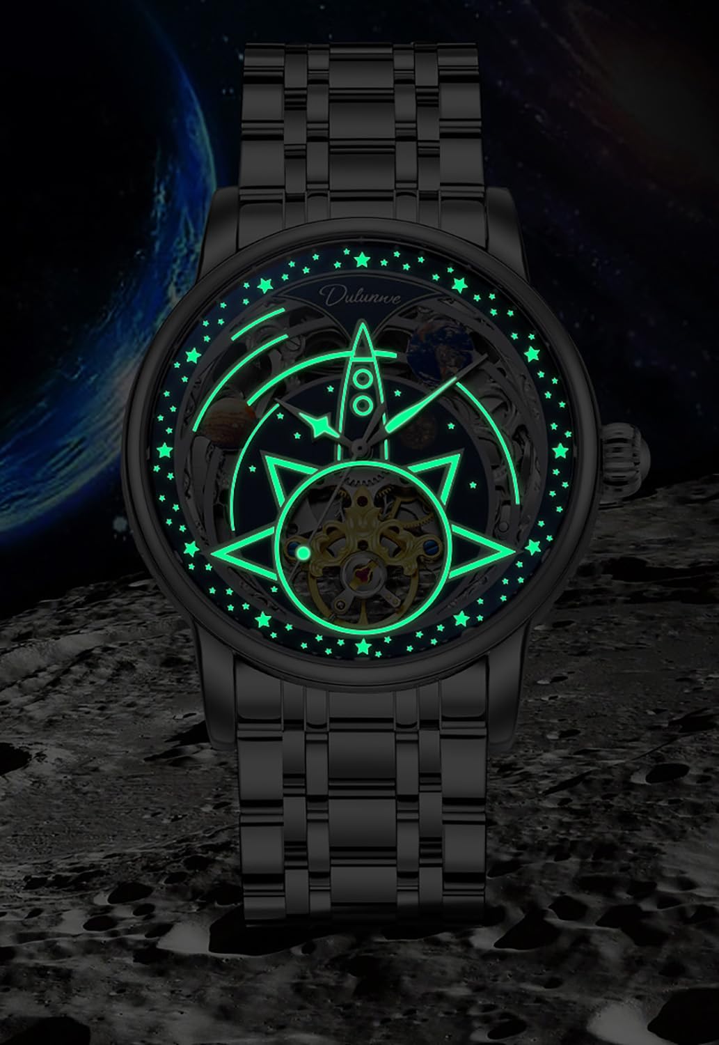 BESTKANG Orologio da polso da uomo, automatico, meccanico, scheletro, in pelle, impermeabile 3 AT