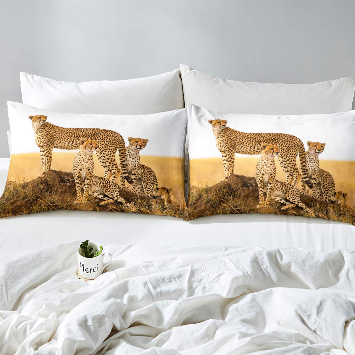 Set Lenzuola Letto Singolo - Copripiumino Reversibile 140x200 Cm + Federa, Cotone, Stampa Leopardo