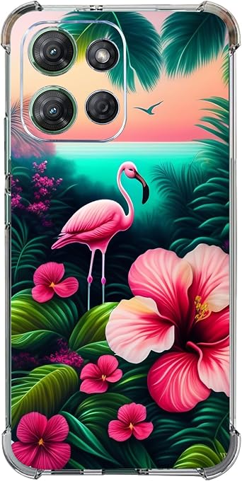 Case for Moto G 2025,Pink Flamingo Flowers Bird Drop Protection Shockproof Case TPU Full Body Protective Scratch-Resistant Cover for Motorola Moto G 2025