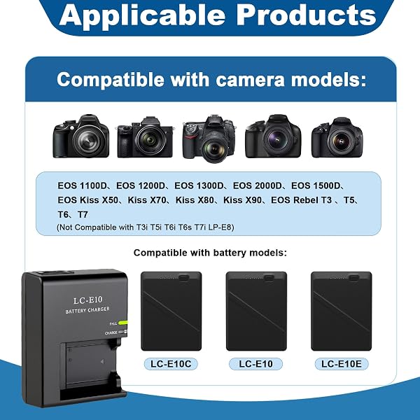 LP-E10 Cargador de Batería para Canon EOS 4000D 3000D 2000D 1500D 1300D 1200D 1100D para LC-E10 LC-E10C LC-E10E Baterías Cámaras Charger para Rebel T7 T6 T5 T3 T100 Kiss X50 X70 X80 X90 - 2