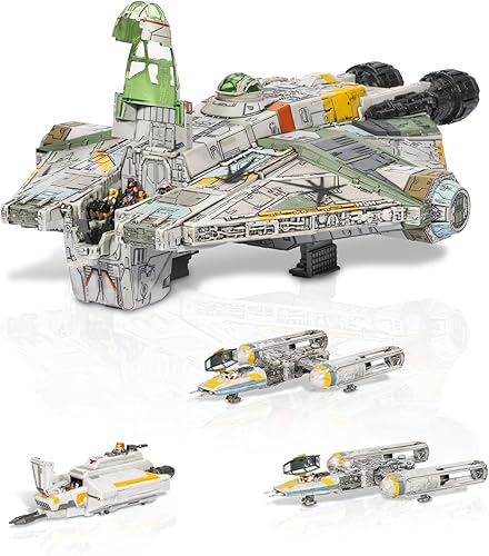 Star Wars™ Micro Galaxy Squadron Ghost (Secret Mission) - Vehículo de 15 pulgadas con tres vehículos adicionales más diez accesorios de micro figuras