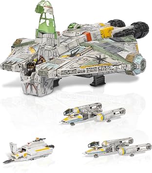 Star WarsTM Micro Galaxy Squadron Ghost Secret Mission - 15-Inch Vehicle with Three Additional Vehicles Plus Ten Micro Figures Accessories