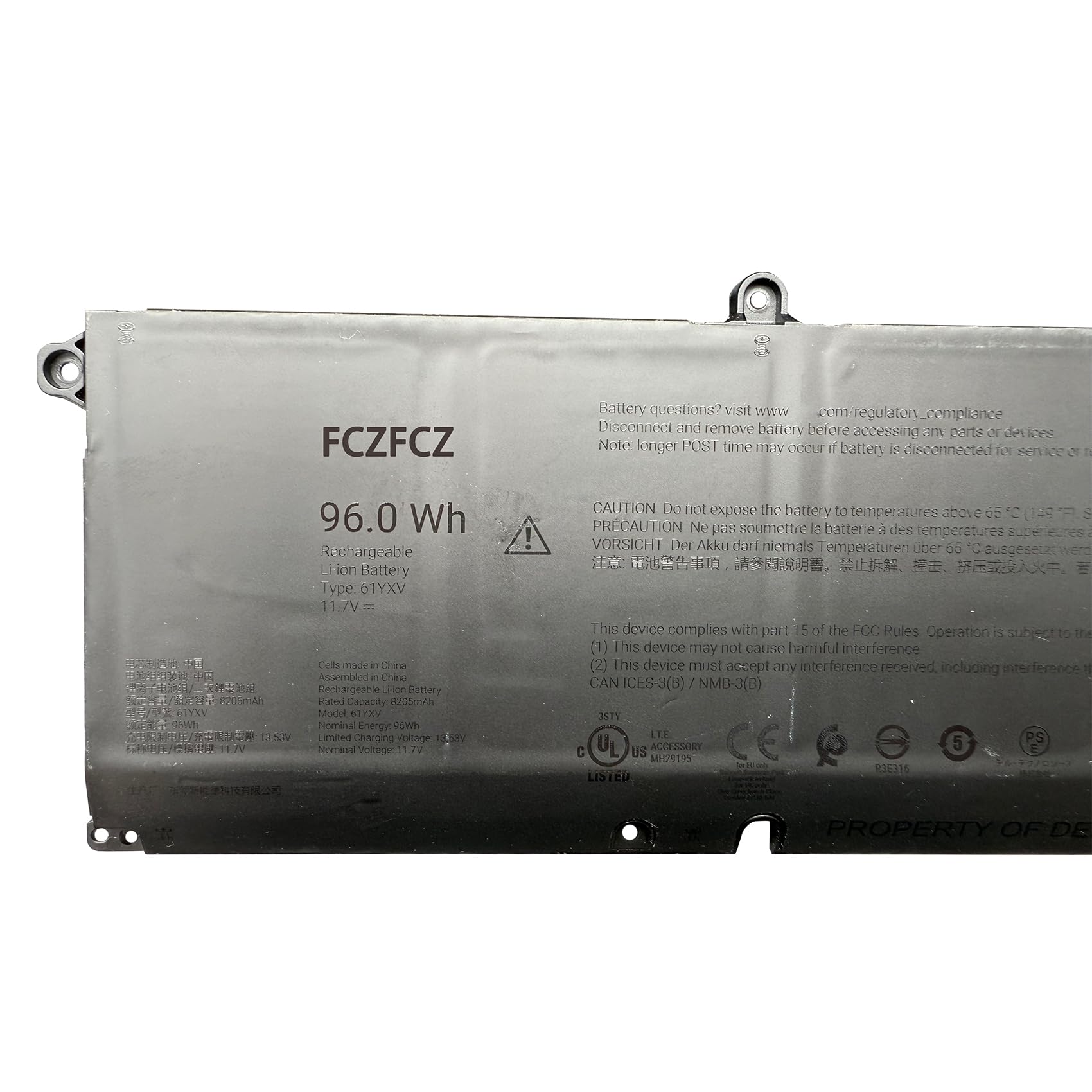 Amazon.com: FCZFCZ 61YXV Battery 96Wh Replacement for Dell