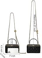 Vista 5 de DORIS&JACKY Pequeña bolsa acolchada para mujer, diseño de cuero, con asa superior, con correa de cadena de metal