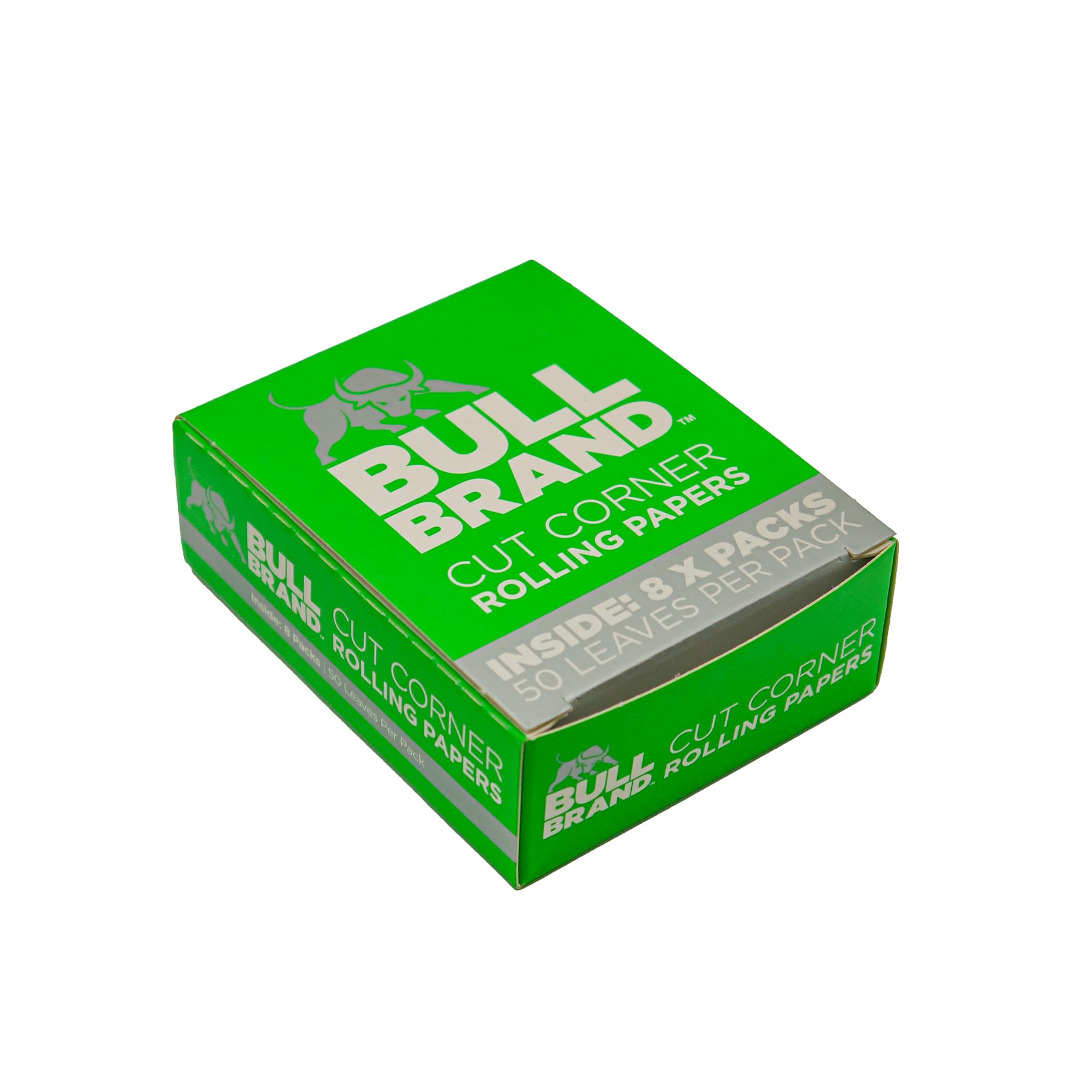 BULL BRAND Green Cut Corner 8-Piece Rolling Papers 10 Pack