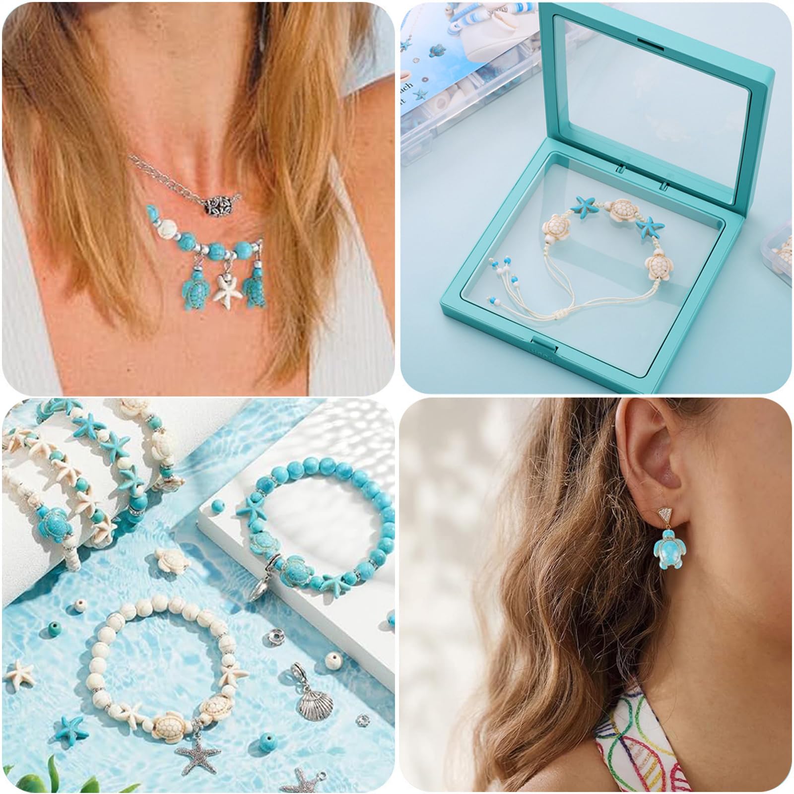 Rnensio Ocean Theme Bracelet Making Kit - Starfish, Turtle, Turquoise Beads & Charms For DIY Jewelry - View #6