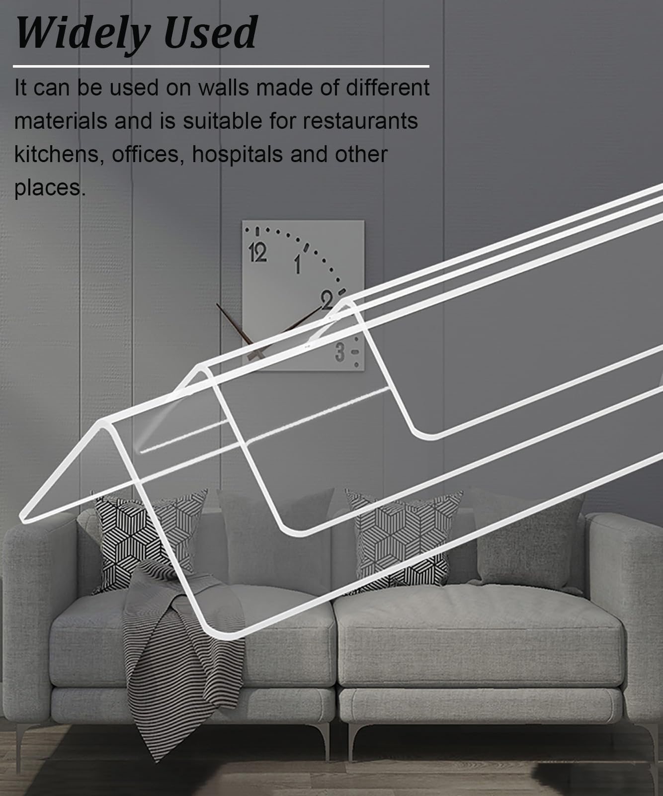 Perfil de Transición para Suelo Protector de Esquinas de Pared Transparente con Ángulo de 90°, Tira de Moldura Autoadhesiva para Bordes de Pared, Protectores de Borde de Escalera en Forma de L(30 mm (