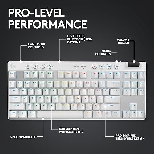 Miniatura 5 de Logitech G PRO X TKL LIGHTSPEED - Teclado inalámbrico para juegos, diseño ultraportátil sin teclas, LIGHTSYNC RGB, teclas PBT, interruptores
