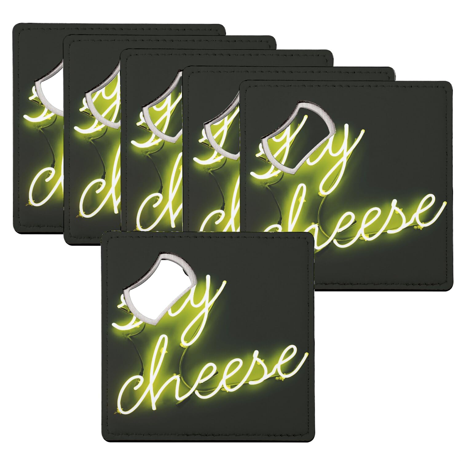 Sous Verre Décapsuleur Say Cheese Cadeau Original Lot de 6