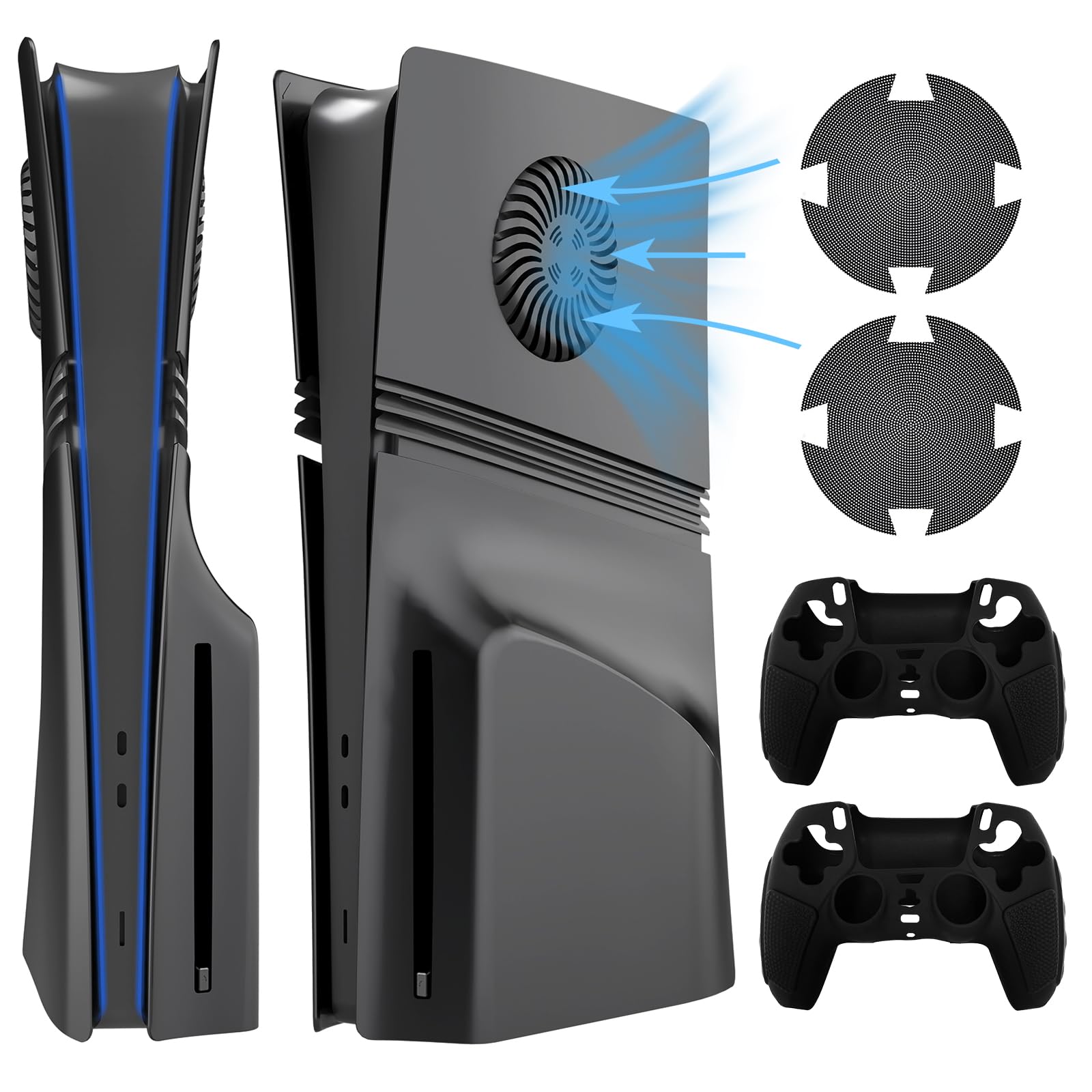 Faceplate for PS5 Pro Disc and Digital Edition with Cooling Vent and Dust Filter Hard Shockproof Anti-Scratch ABS