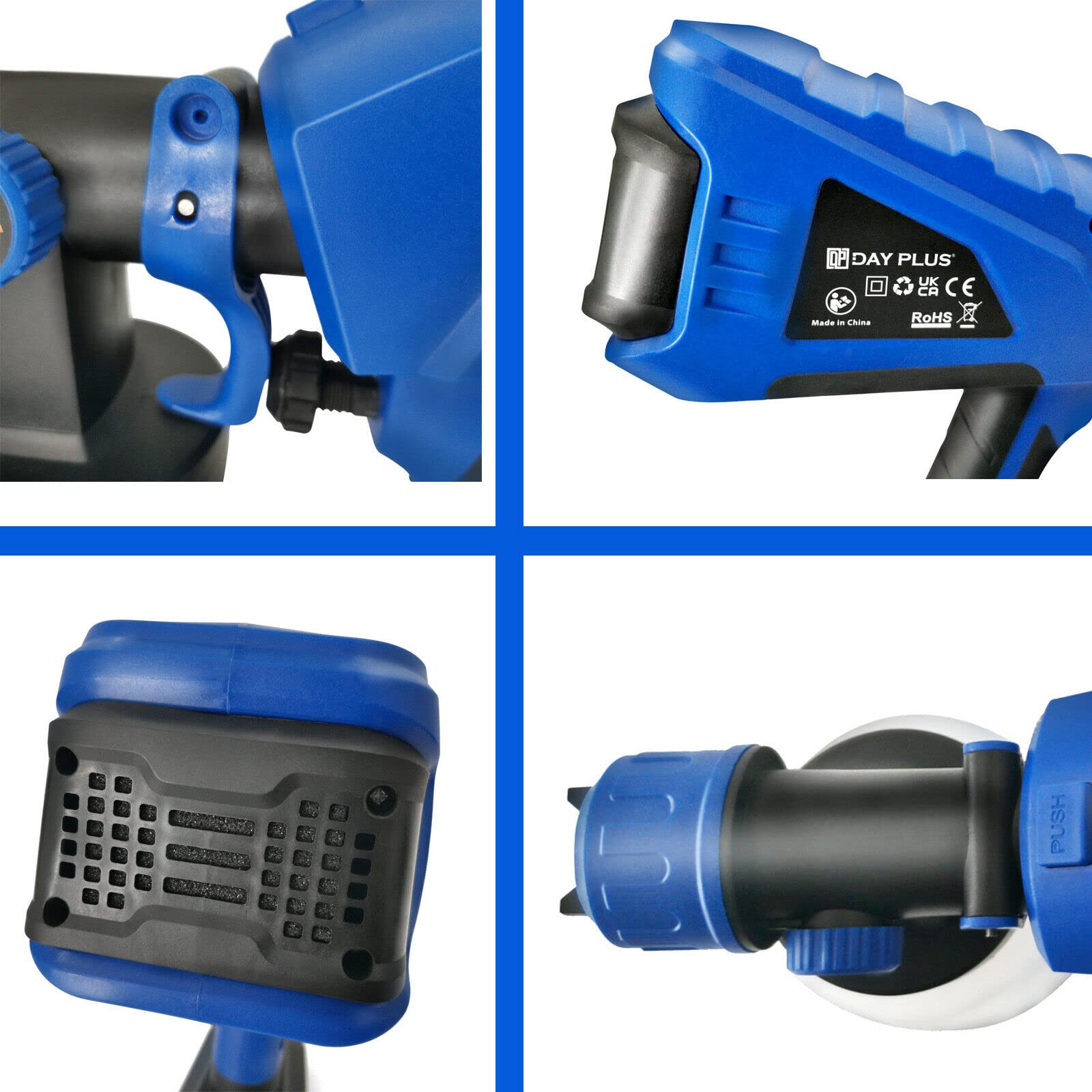 Potente pistola HVLP doméstica con 3 boquillas y botón giratorio ajustable, recipiente de 800 ml, máx. 100 DIN/s, dispositivo de pintura eléctrico con 3 patrones de pulverización.