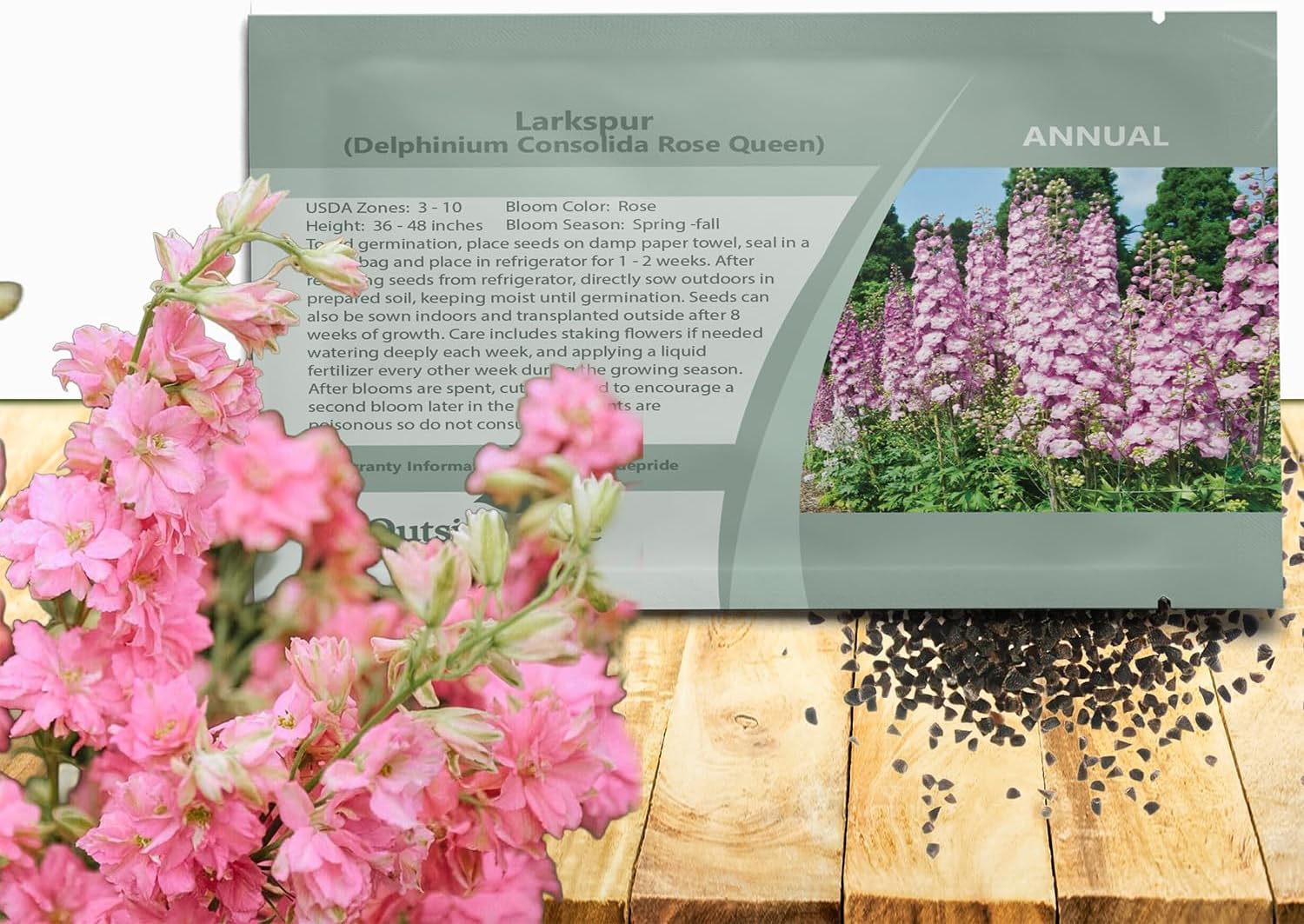 Outsidepride Mixed Rocket Larkspur Seeds for Planting Outdoors - 1 Lb. Annual, Self-Seeding, Heat & Drought Tolerant Wildflower Seeds for Cut Flower Arrangements & Pollinator Gardens