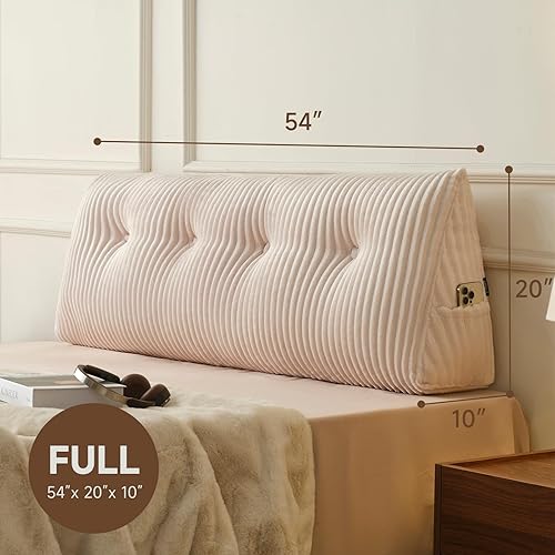 Miniatura 3 de Z-hom Almohada de cabecera completa, almohada de lectura de cuña triangular para cama o sofá, cojín ergonómico para respaldo para sentarse, leer o