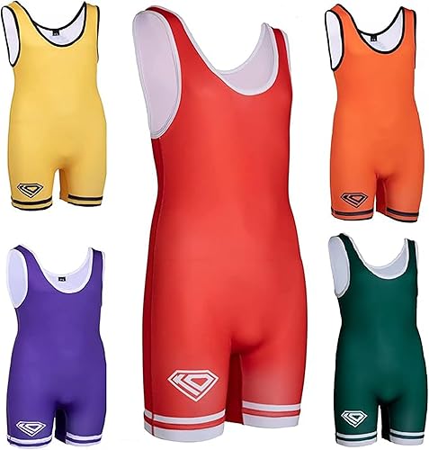 KO Sports Gear - Soltero de lucha libre unisex, cómodo y transpirable, elástico en 4 direcciones, gama completa de tallas para jóvenes y adultos
