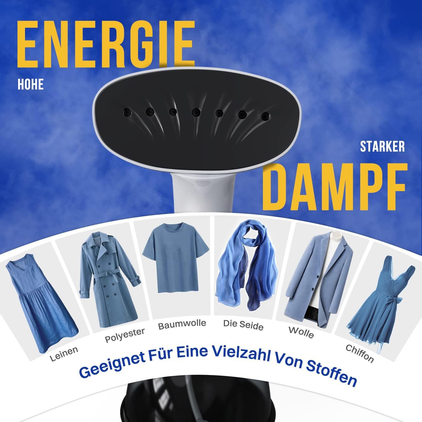 Rolipo Dampfglätter 1640W, 400ML Steamer Wassertank Dampfbürste Faltenentferner, für Zuhause, Büro, Reisen, Weiß