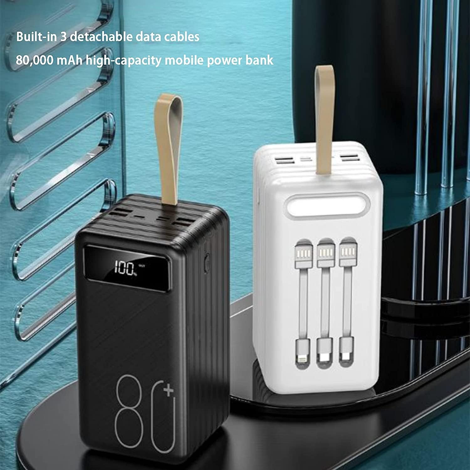 Cargador De Banco De Energía Admite Carga Rápida 80000Mah Capacidad Paquete De Batería 4 Salidas 3 Entradas Protección De Carga Inteligente Para Teléfonos Inteligentes, Tabletas, Consolas De Juegos(Wh