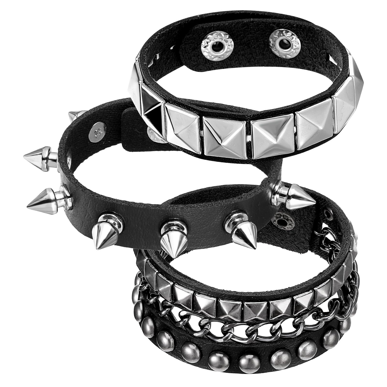 Zwart Pu leren armband met studs - Kralenwinkel Albertien