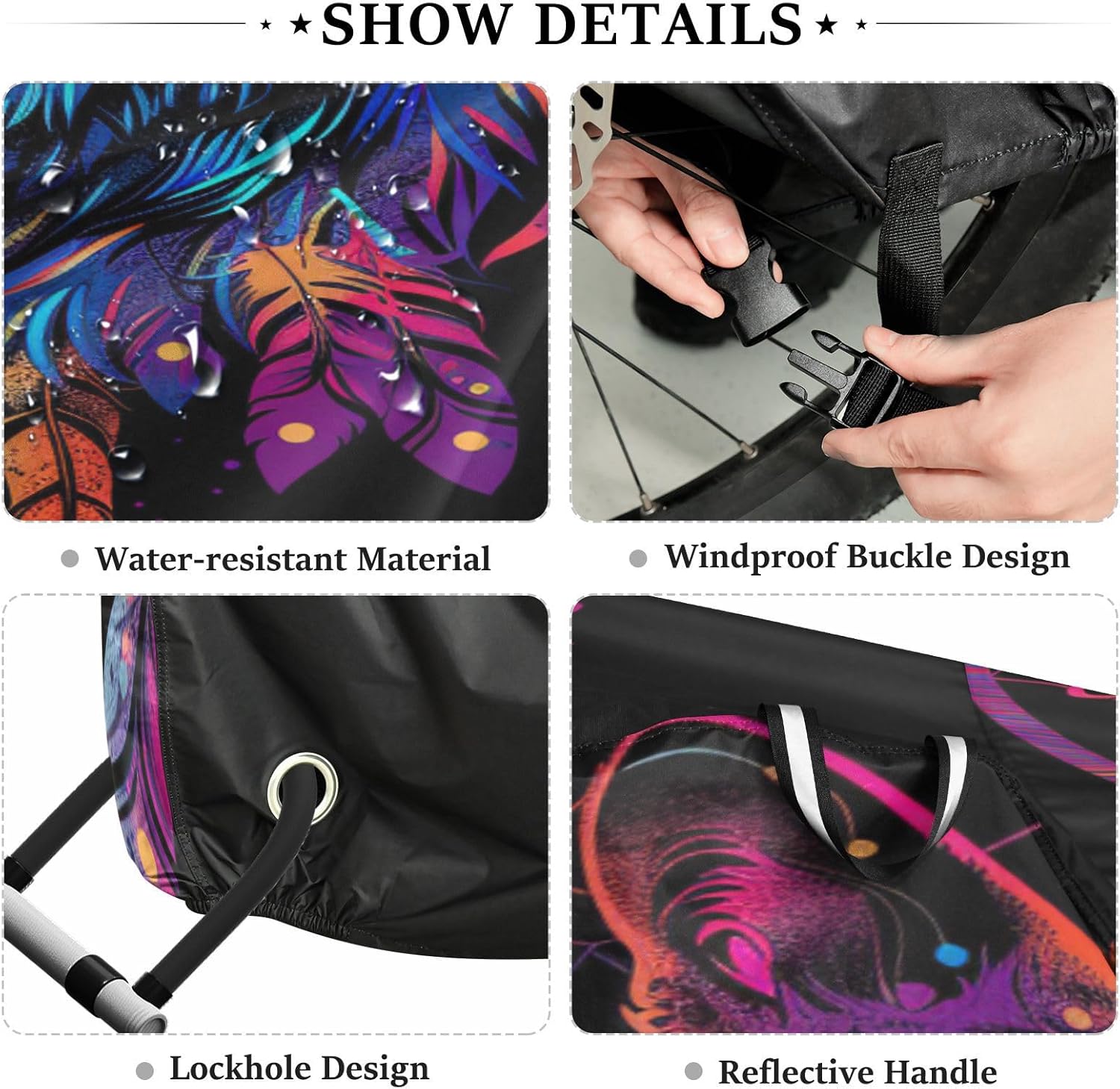 ALAZA Dreamcatcher Wolf Rainbow Color Bike Cover Waterproof Outdoor Ebike Bicycle Covers Tarp Protection for 1/2 Bikes, Sun UV Dust Wind Proof