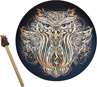 Chestea Shaman Drum, Shamanic Drum, Handmade Shamanic Drum, Shaman Alchemical Moon Drum with Drum Stick, Music Spiritual Shaman Drum Deep Bass God's Voice Gift for Music Lovers