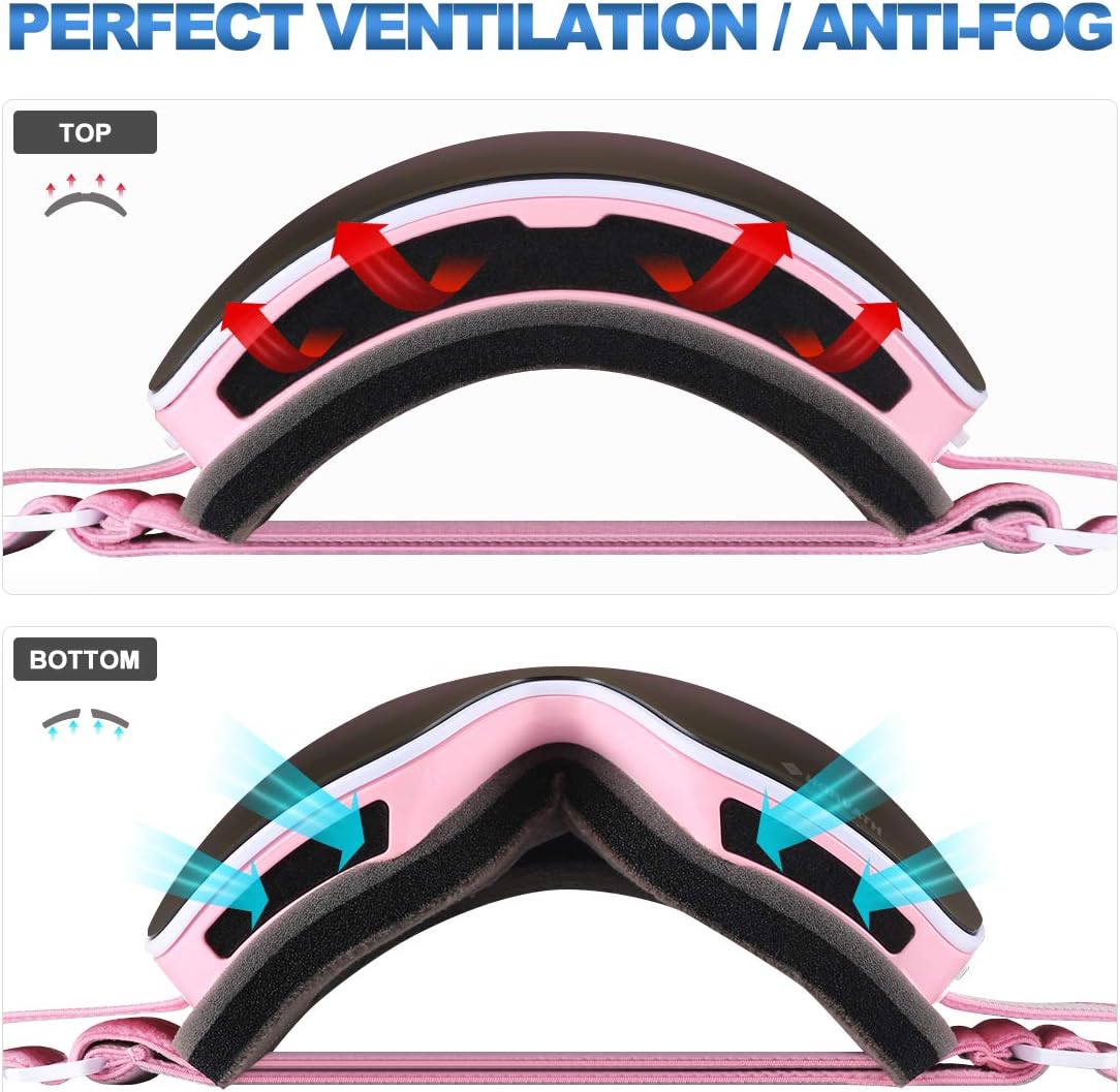 HD Ski Snowboard Goggles, Magnetic HD Mirrored Lens for Men Women