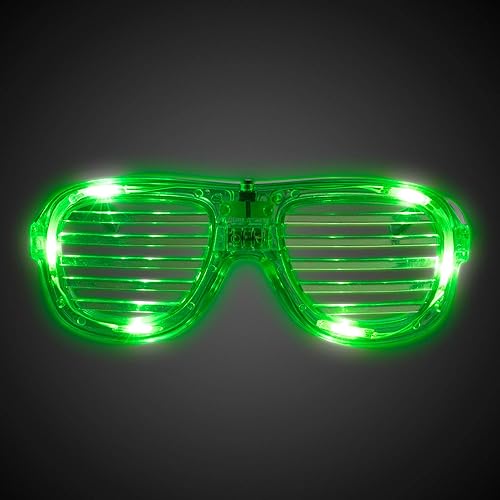 Miniatura 2 de Windy City Novelties Gafas LED verdes ranuradas, 3 modos de luz dinámica, fiesta iluminada para el día de San Patricio, EDM, colores del equipo y