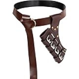 Silkfly 2 Pcs Medieval Sword Belt with Leather Sword Frog Pirate Belt Renaissance Costume Cosplay Set for Knight Pirate (Brown, Dark Coffee)