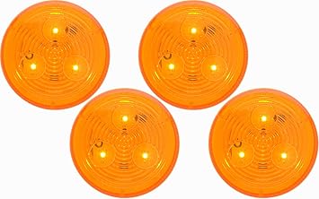 Optronics 4 Pack 2 1/2" Round Amber 3 Diode LED Marker Lights MCL57AB