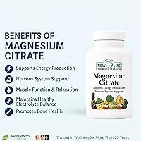 Vista 3 de New Life Citrato de magnesio 400 mg, soporte nervioso, 120 cápsulas vegetales 60 cápsulas
