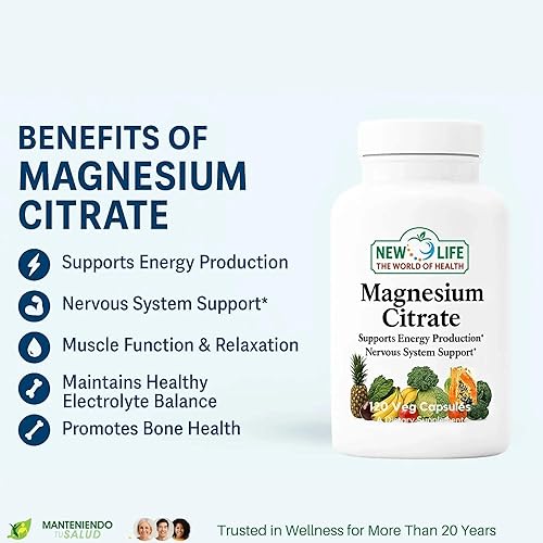 Miniatura 3 de New Life Citrato de magnesio 400 mg, soporte nervioso, 120 cápsulas vegetales 60 cápsulas