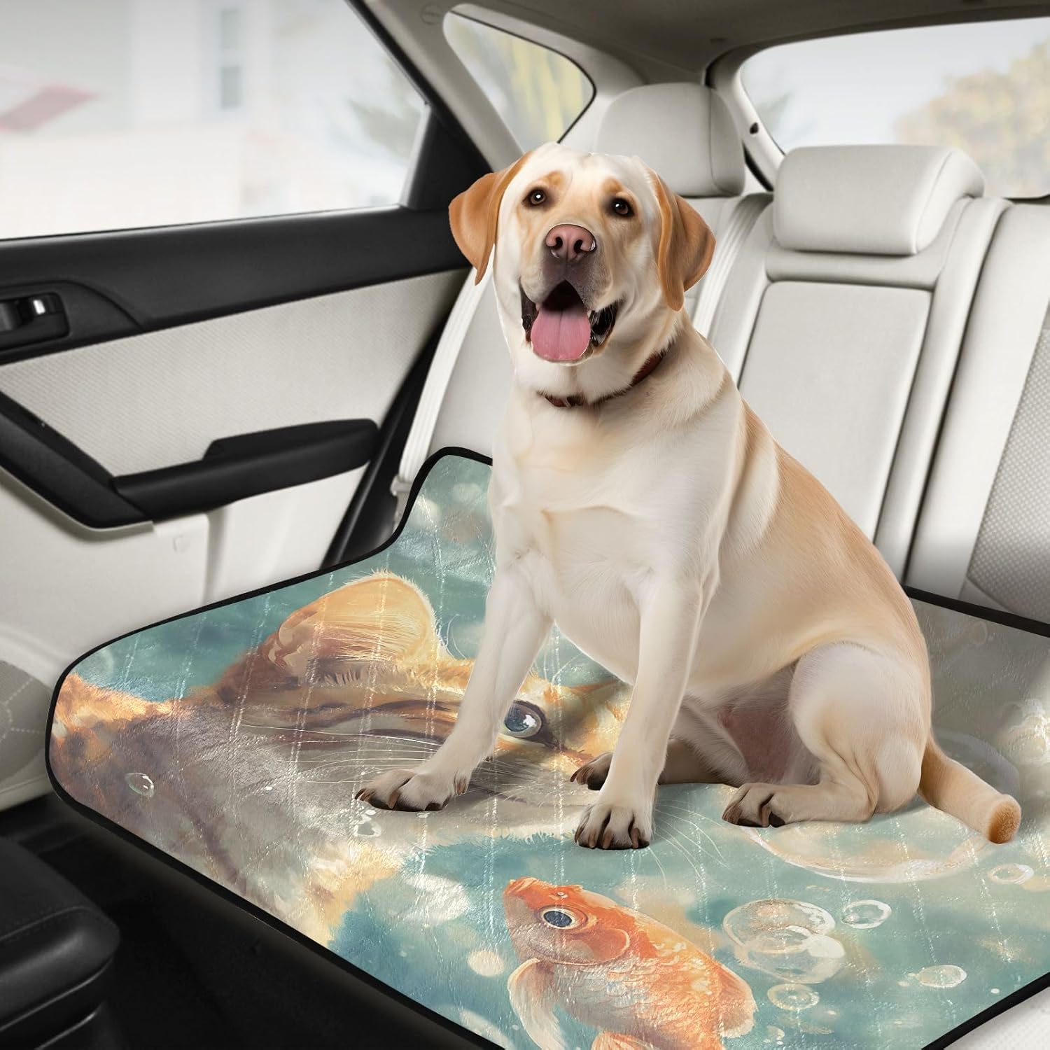 Goldfish Orange Cat Pet Mat Reusable Feeding Mats for Food and Water Non-Slip Pee Pads for Dogs Cats 2 Packs