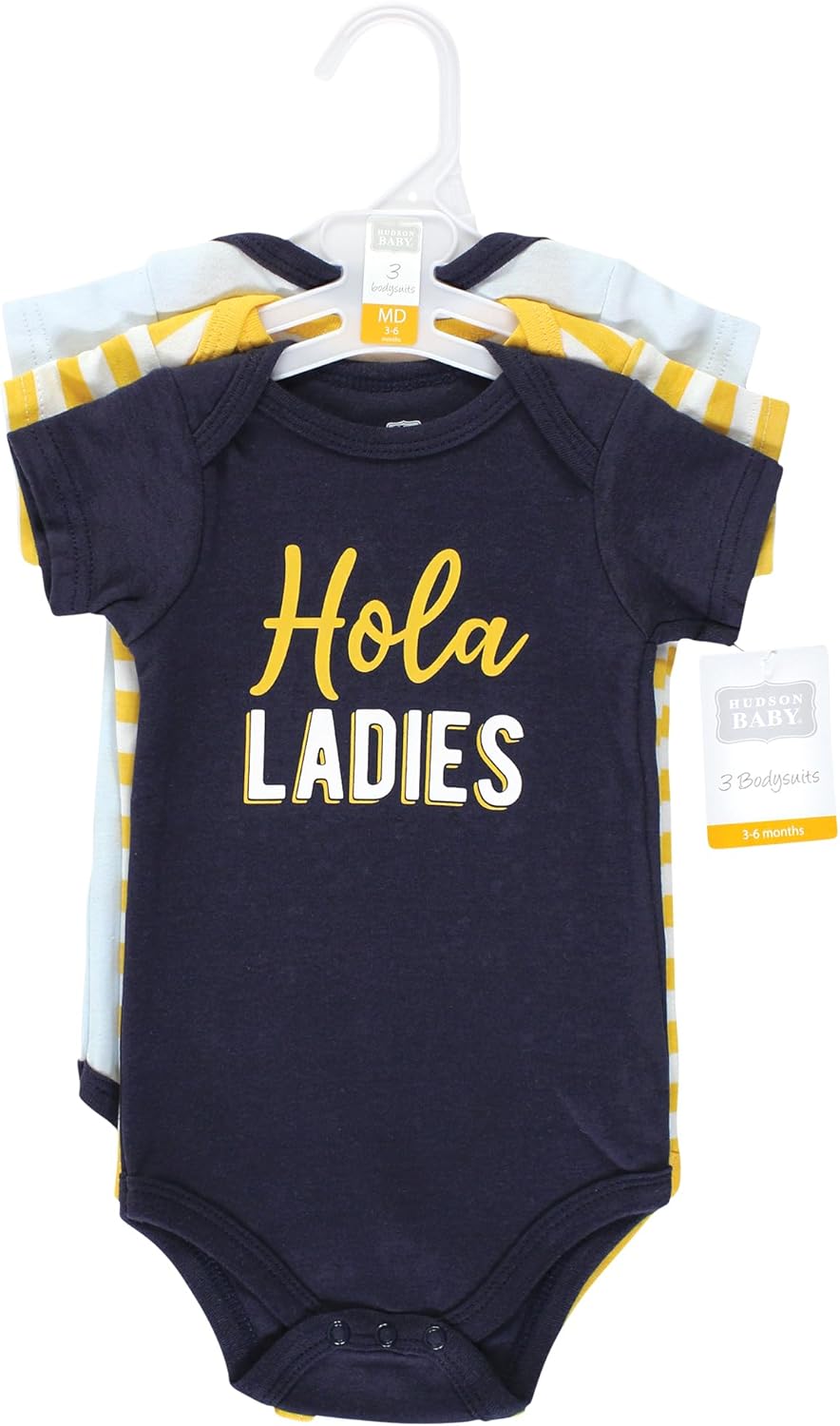 Hudson Baby Cotton Short Sleeve Bodysuits, 3 Pack Shirt - Image 2