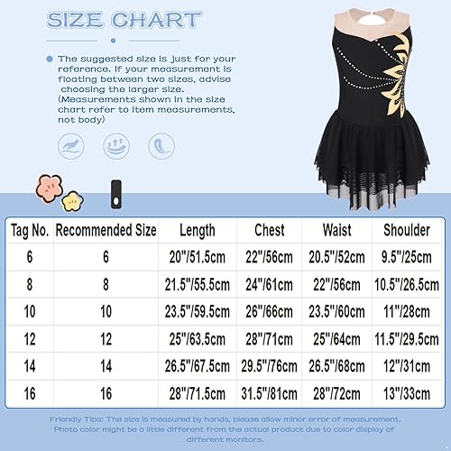 Miniatura 5 de winying Vestido de patinaje sobre hielo artístico para niñas, con diamantes de imitación brillantes, sin mangas, leotardos de ballet, vestido de