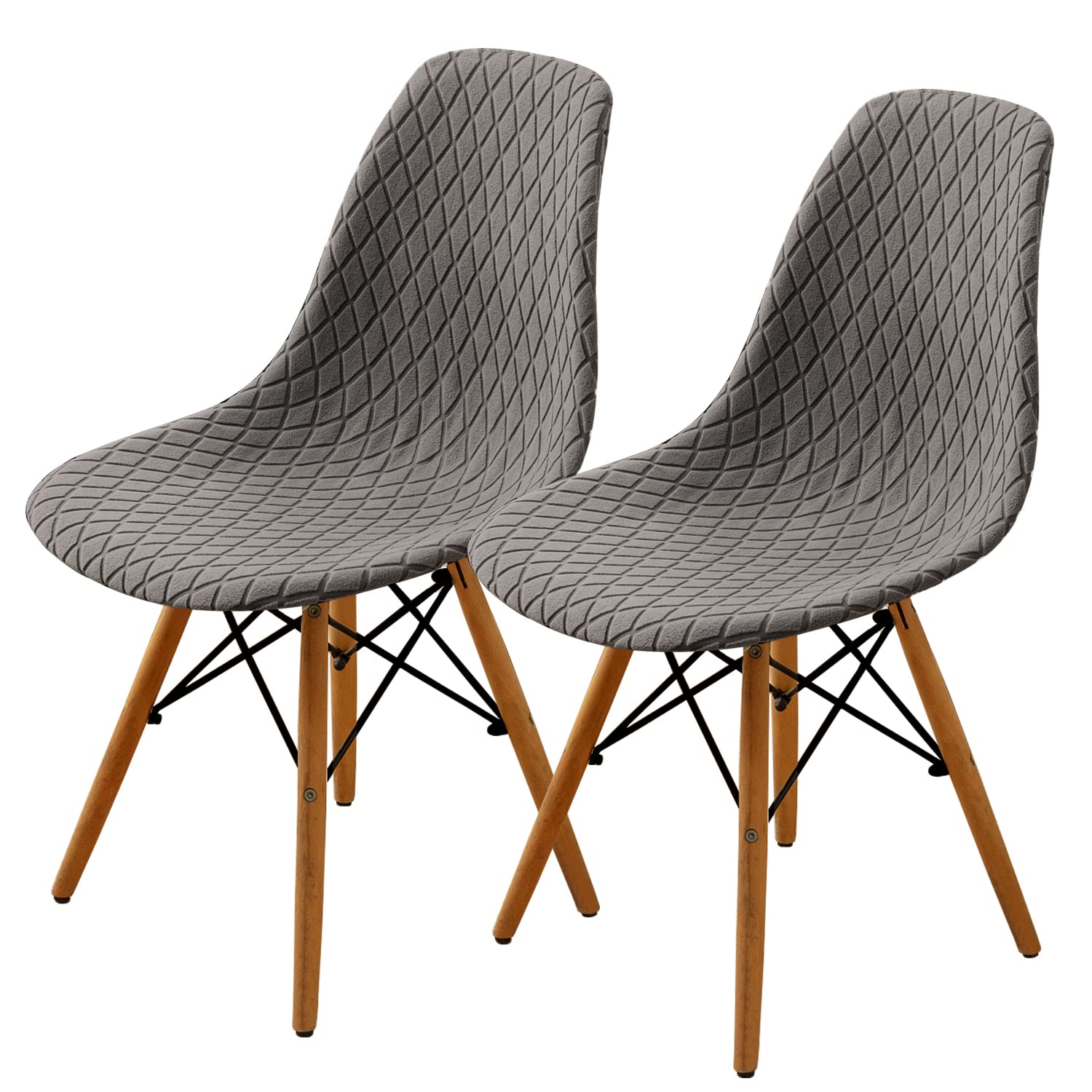 SHENGYIJING Dining Chairs Covers Set of 2/4/6,Style Shell Dining Chair Mid Century Modern Chair Sipcover,Upholstered Dining Accent Side Chair Covers (Taupe,2 Pieces)