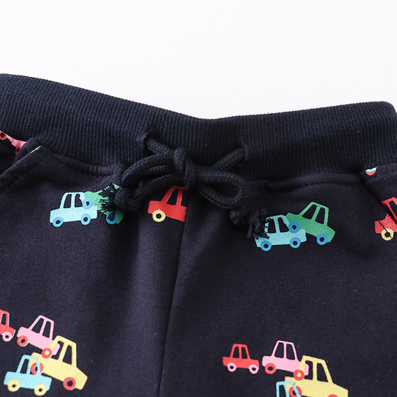 Generisch Short de jogging court pour enfants garçons short en coton excavatrice dinosaure espace planètes couleur unie enfant été pantalon décontracté