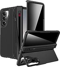 Miimall Anti Spy Case for Samsung Galaxy Z Fold 6 with S Pen and Pen Holder, [Anti-Spy Screen Protector] Hinge Protector Fold6 Case with Stand, Anti-Shock 360 Case for Fold6, Black