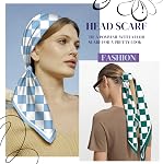 2PCS Écharpe soie Feeling Satin Head Enveloppe de cheveux léger Grand carré mode mignon Esthétique 27.5 Des pouces pour femmes